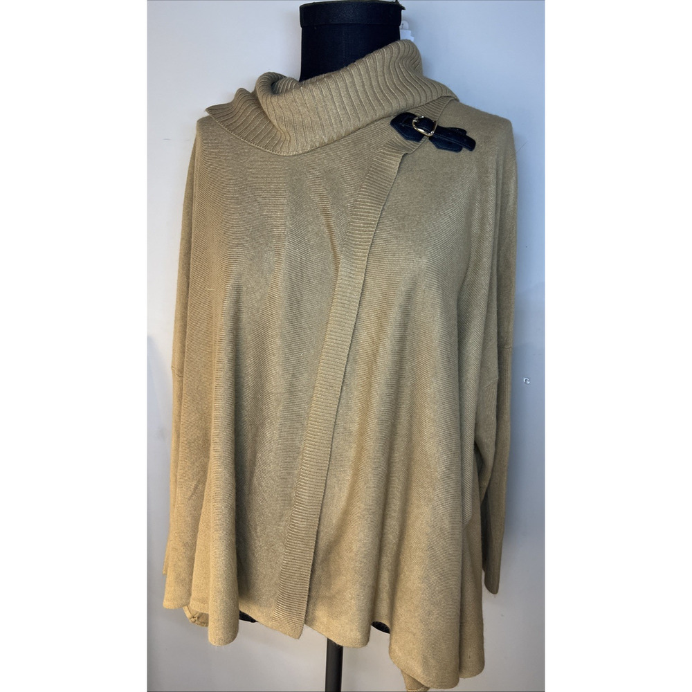 New Napa Valley Beige Cowl Buckle Sweater Size L/XL Petite‎ Wrap Shawl
